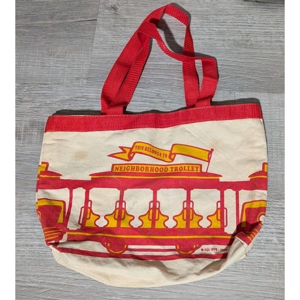 Vintage Mister Fred Roger’s Neighborhood Trolley Tote Bag Cotton 70's